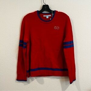 Draper James red and blue accent wool spirit sweater size large new with tags
